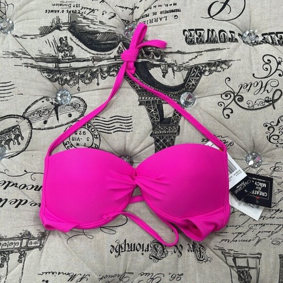 California Waves Raspberry Juniors' Strappy Push-Up Top - Picture 3 of 8